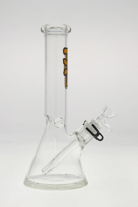 Thick Ass Glass 12" Beaker Bong in Clear with Durable 44x4MM Quartz and 18/14MM Downstem, front view