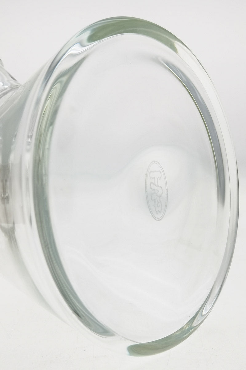 TAG 12" Beaker Bong Base Close-Up, 50x7MM Thick Glass, Clear with Logo