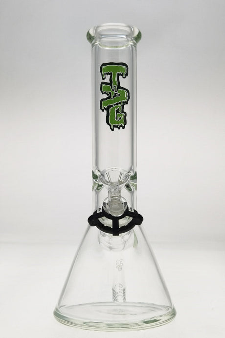 TAG 12" Clear Beaker Bong with Slyme Logo, 50x7MM Thick Glass, Front View