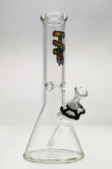 TAG 12" Clear Beaker Bong with Tie Dye Logo, 50x7MM Glass, 18/14MM Downstem, Front View