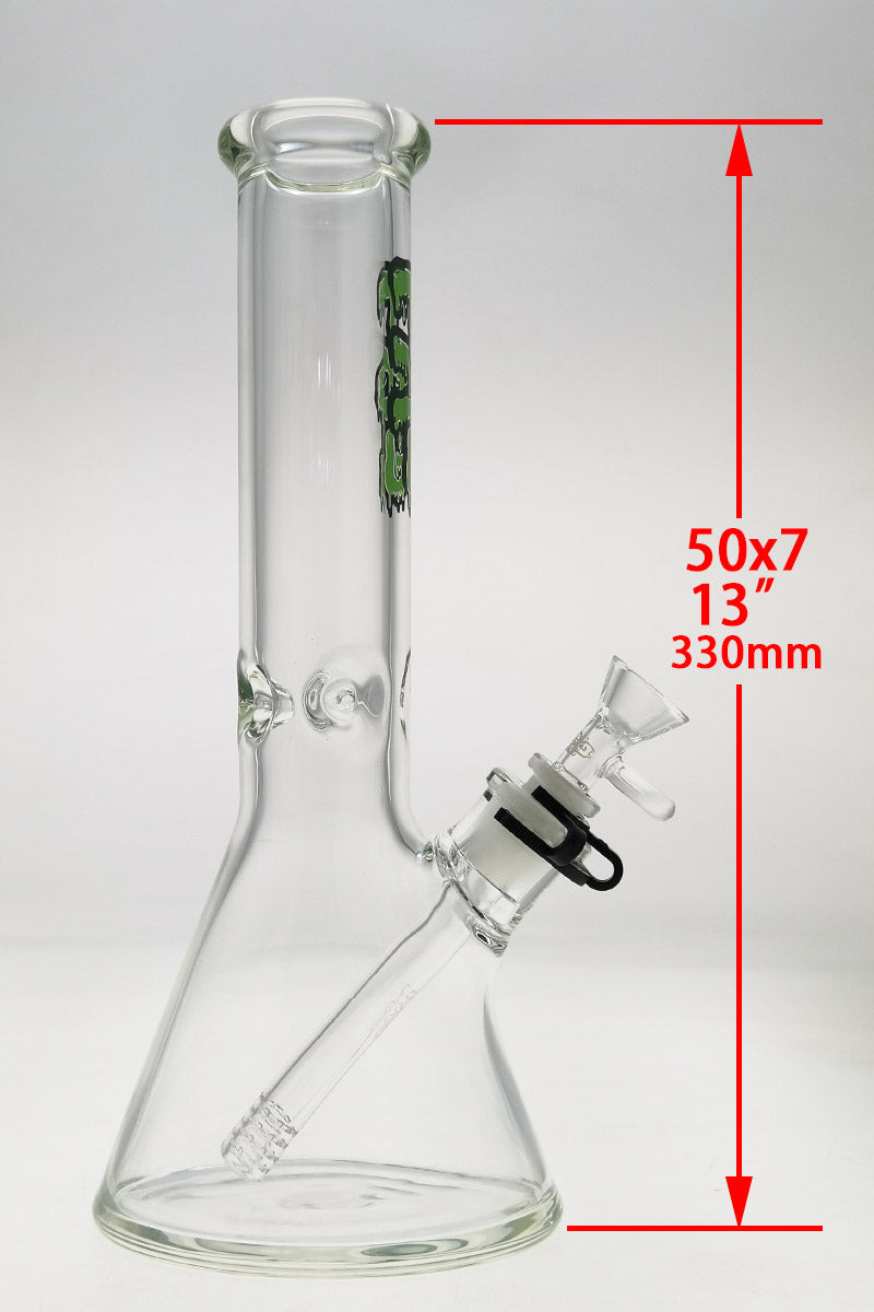 TAG 12" Clear Beaker Bong with 18/14MM Downstem, Thick 7MM Glass, Side View