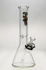 TAG 12" Clear Beaker Bong with Tie Dye Logo, 50x7MM Glass, Front View on White Background