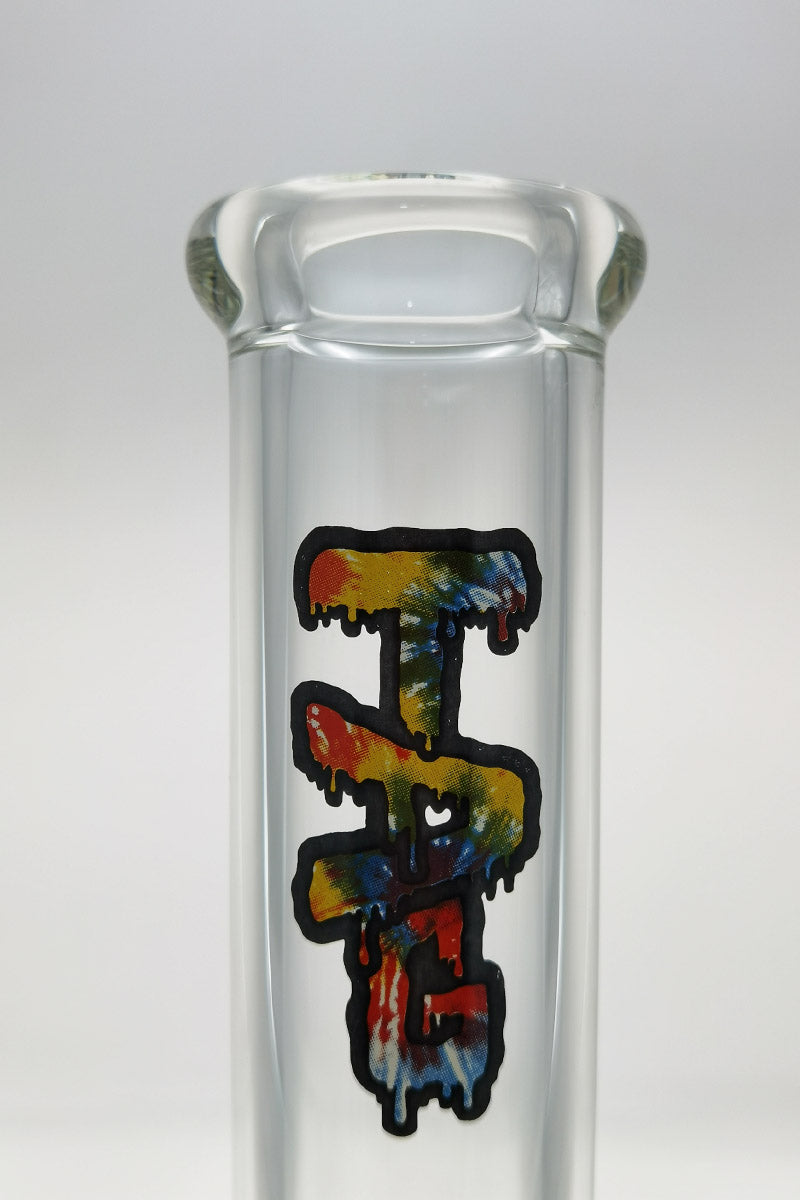 TAG 12" Clear Beaker Bong with Tie Dye Design, 50x7MM Glass, Front View