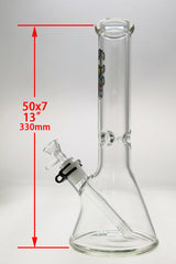 TAG 12" Beaker Bong 50x7MM with 18/14MM Downstem, Clear Glass, Front View