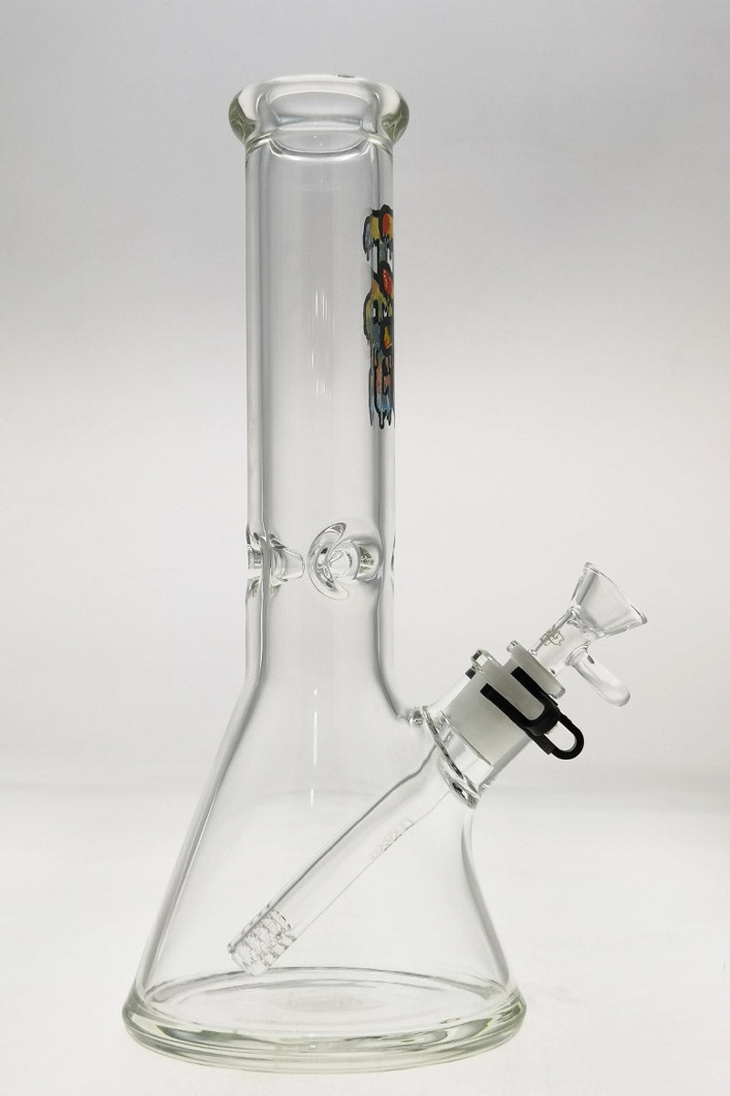 TAG 12" Tie Dye Beaker Bong with 50x7MM glass and 18/14MM Downstem, front view on white background