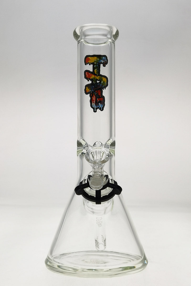 TAG 12" Clear Beaker Bong with Tie Dye Design, 50x7MM - Front View with 18/14MM Downstem