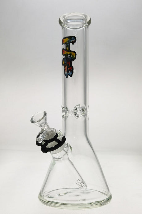 TAG 12" Clear Beaker Bong with Wavy Tie Dye Label, 50x7MM Glass, 18/14MM Downstem