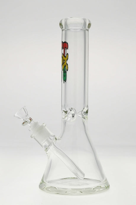 TAG 12" Beaker Bong 50x9MM with Rasta Decal and 18/14MM Downstem, Front View