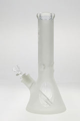 TAG 12" Beaker Bong in Clear with 50x9MM Glass, 18/14MM Downstem, Front View on White Background