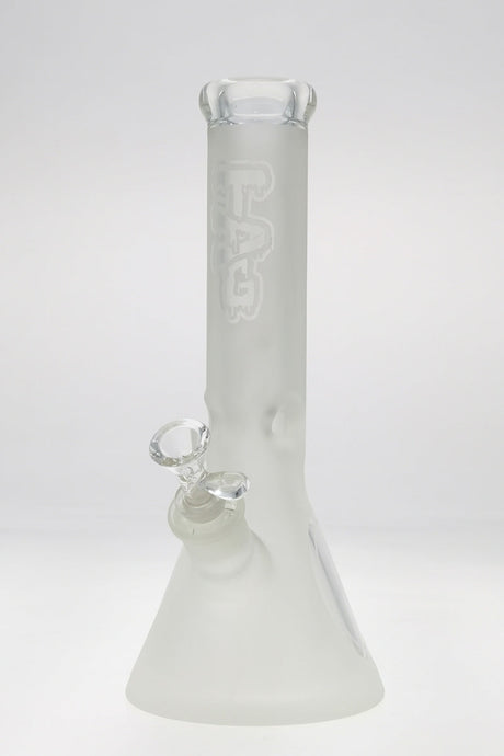 TAG 12" Beaker Bong in Clear Borosilicate Glass with 18/14MM Downstem, Front View