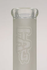 TAG 12" Beaker Bong in Clear with Frosted Logo, 50x9MM Heavy Wall, Front View