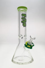 TAG 12" Beaker Bong with Rasta Logo, 50x9MM Heavy Wall, Front View on White Background