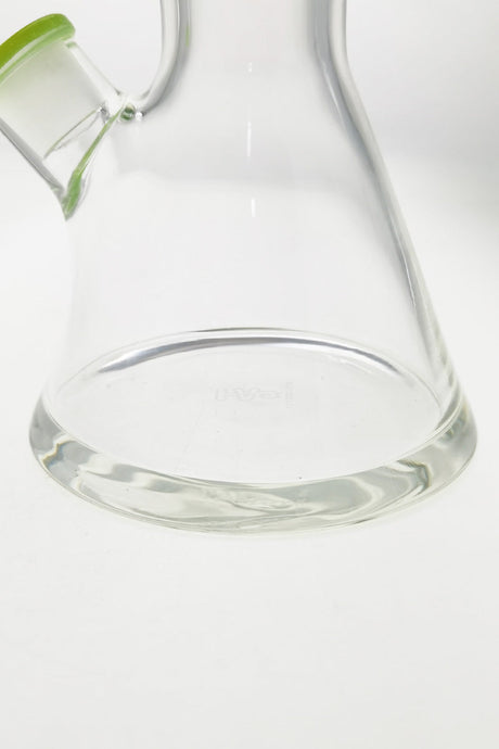 Close-up of TAG 12" Beaker Bong base, 50x9MM thick glass with 18/14MM downstem, clear variant