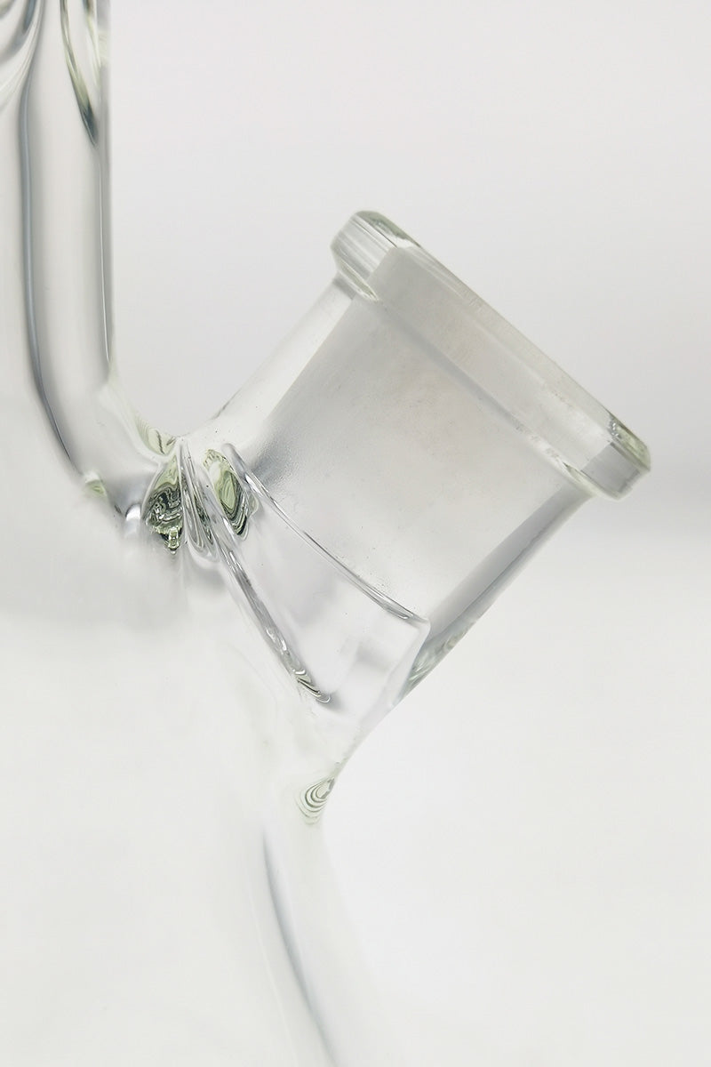 Close-up of TAG 12" Beaker Bong 50x9MM with 18/14MM Downstem on white background