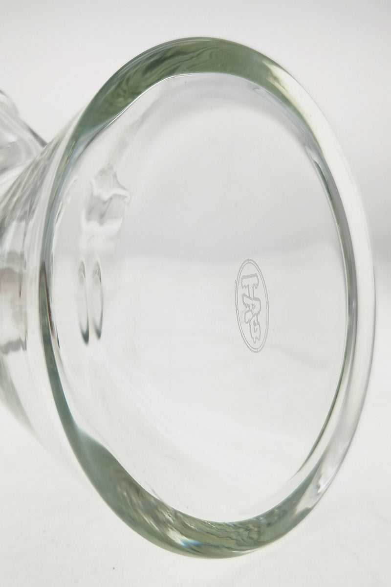 Close-up of TAG 12" Beaker Base with Thick Ass Glass Logo, 50x9MM Clear Borosilicate