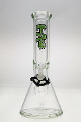TAG 12" Beaker Bong with 50x9MM heavy wall glass, 18/14MM downstem, clear with black accents