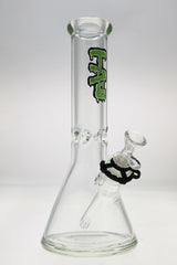 TAG 12" Beaker Bong, 50x9MM, with 18/14MM Downstem, Front View on White Background