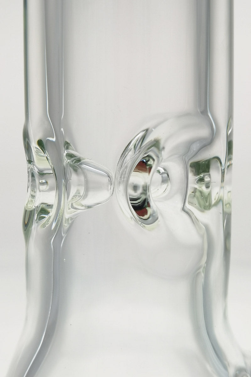 Close-up of TAG 12" Beaker Bong's 50x9MM glass joint for a clean, seamless look