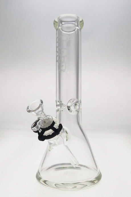 Thick Ass Glass 12" Rasta Beaker Bong, 9mm Heavy Duty with Downstem, Clear Front View
