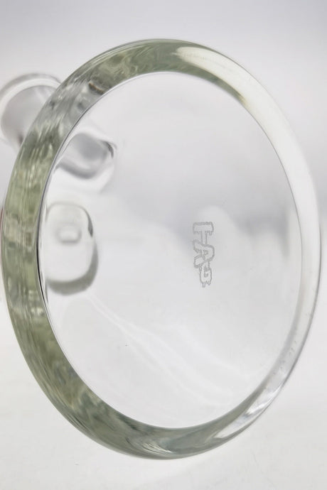 TAG 12" Beaker Bong bottom view showing 50x9MM thick glass and clear borosilicate material