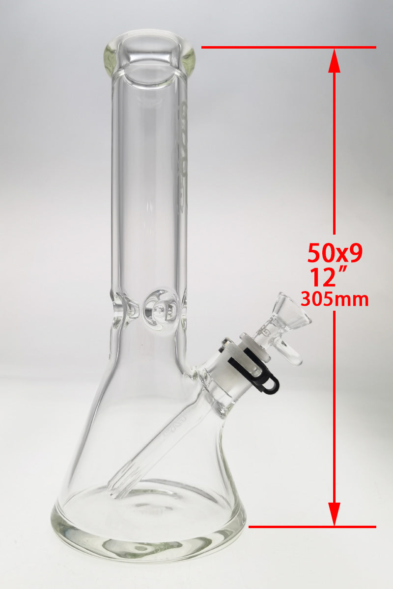 TAG 12" Beaker Bong with Thick 9mm Borosilicate Glass and 18/14mm Downstem