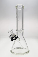 TAG 12" Beaker Bong 50x9MM Clear Borosilicate Glass with Black Downstem Front View