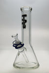 Thick Ass Glass 12" Rasta Beaker Bong in Clear with Wavy Black Label, Front View, Heavy Duty 9mm