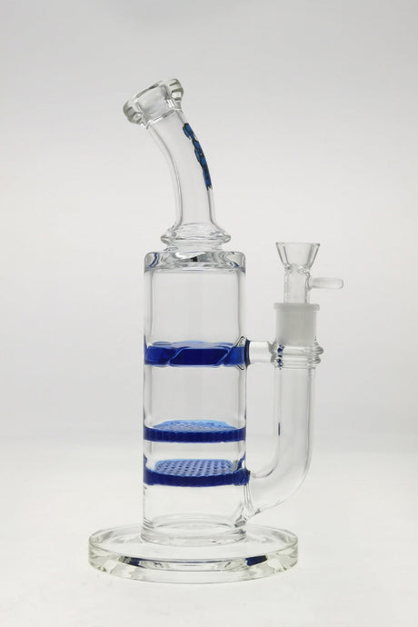 TAG 12" Bent Neck Bong with Double Honeycomb, Blue Accents, and Spinning Splashguard