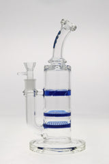 TAG 12" Bent Neck Bong with Double Honeycomb & Spinning Splashguard, Blue Accents