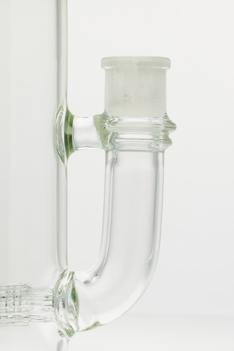 Close-up side view of TAG 12" Bent Neck Bong with Matrix Inline Diffuser and 18MM Female joint