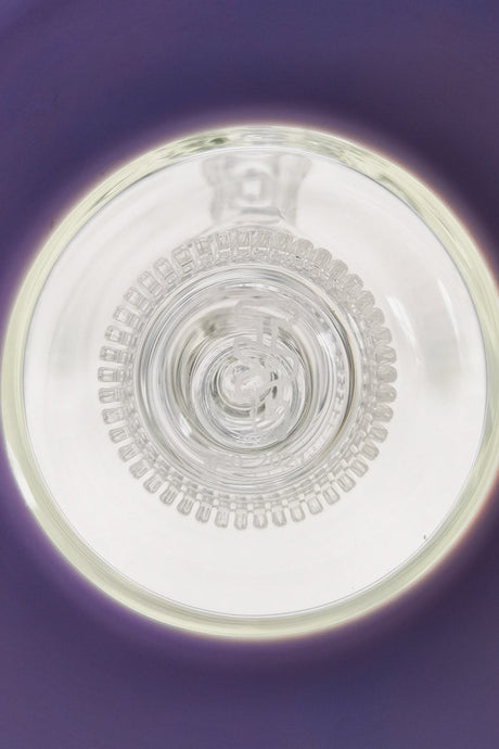 Top view of TAG 12" Bent Neck Bong with Super Slit Matrix Diffuser in clear glass
