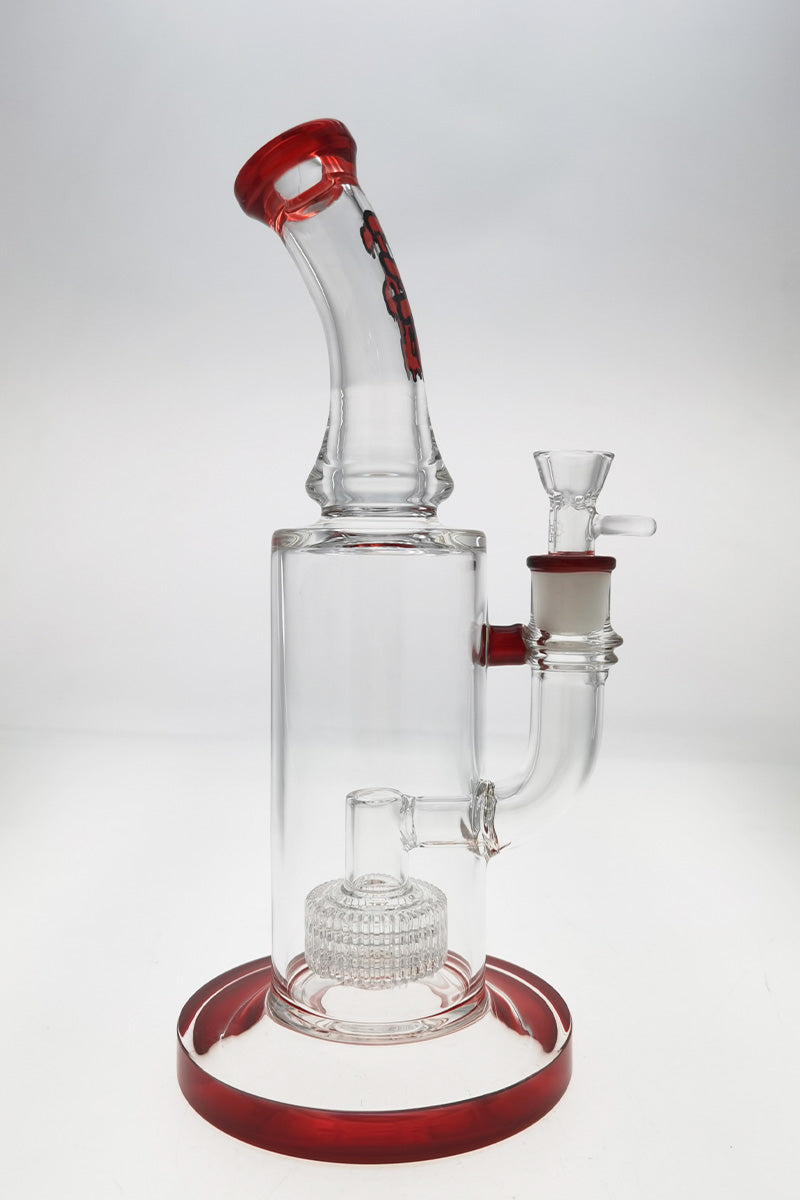 TAG 12" Bent Neck Bong with Super Slit Matrix Diffuser in Red, Front View