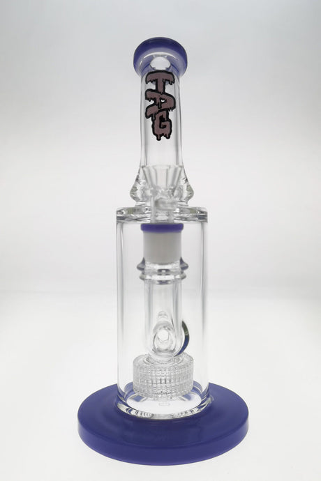 TAG 12" Bent Neck Bong with Super Slit Matrix Diffuser in Blue - Front View