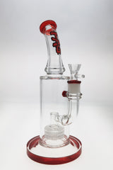 TAG 12" Bent Neck Bong with Super Slit Matrix Diffuser, Red Accents, Front View