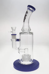 TAG 12" Bent Neck Bong with Super Slit Matrix Diffuser in Clear Glass with Purple Accents