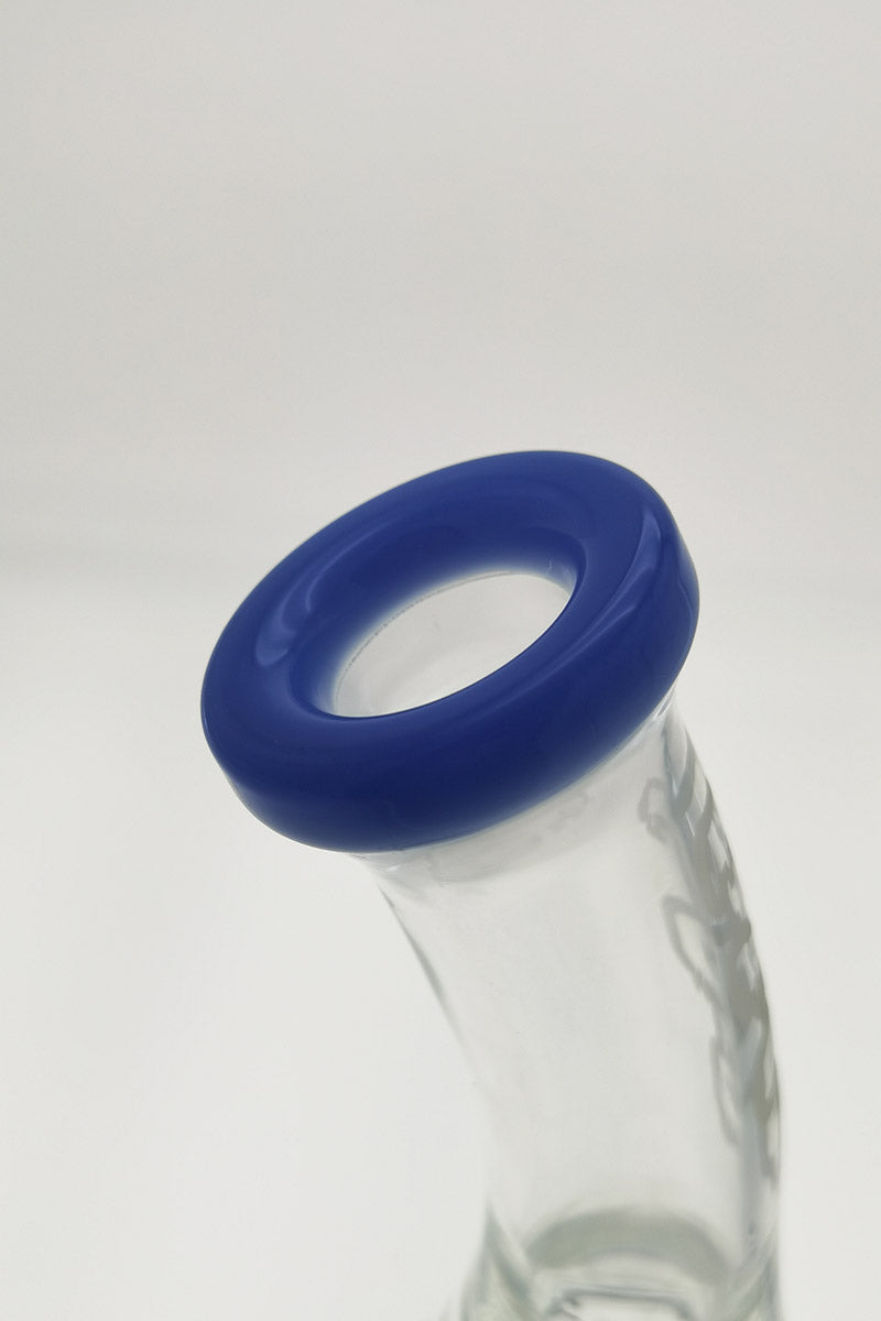 Close-up of TAG 12" Bent Neck with Blue Matrix Diffuser, 75x5MM clear glass, 18MM Female joint