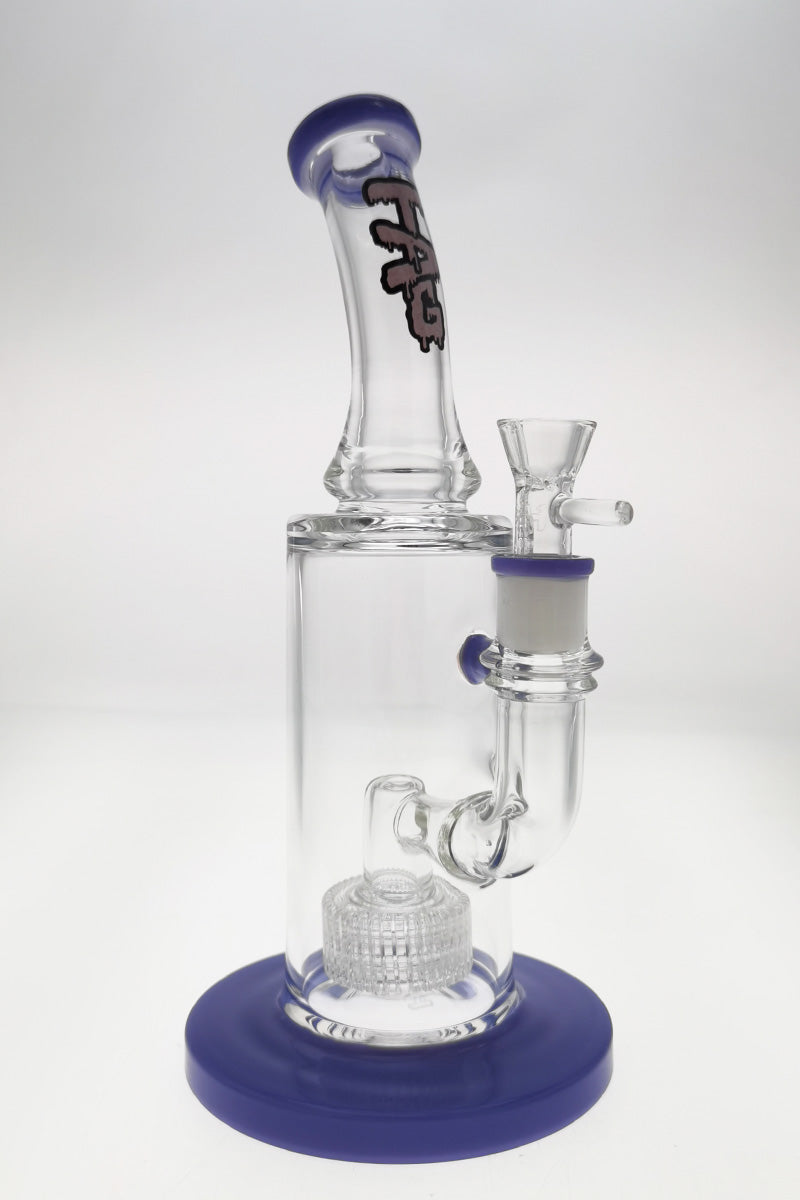 TAG 12" Bent Neck Bong with Super Slit Matrix Diffuser and Blue Base, Front View
