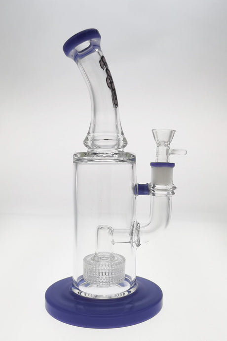 TAG 12" Bent Neck Bong with Super Slit Matrix Diffuser in Clear Glass with Blue Accents