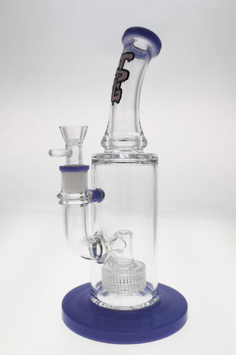 TAG 12" Bent Neck Bong with Super Slit Matrix Diffuser in Purple, Front View