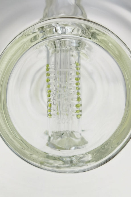 TAG 12" Clear Glass Bong with Bent Neck and Inline Diffuser for Dry Herbs, Top View