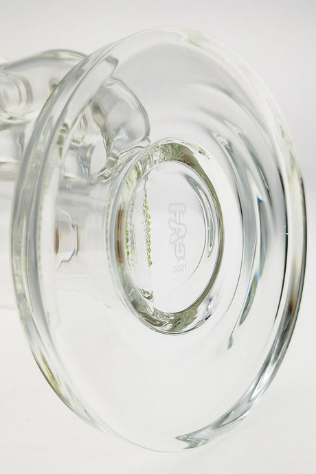 Close-up of Thick Ass Glass 12" Bong Base with Inline Triple Diffuser, Clear Glass