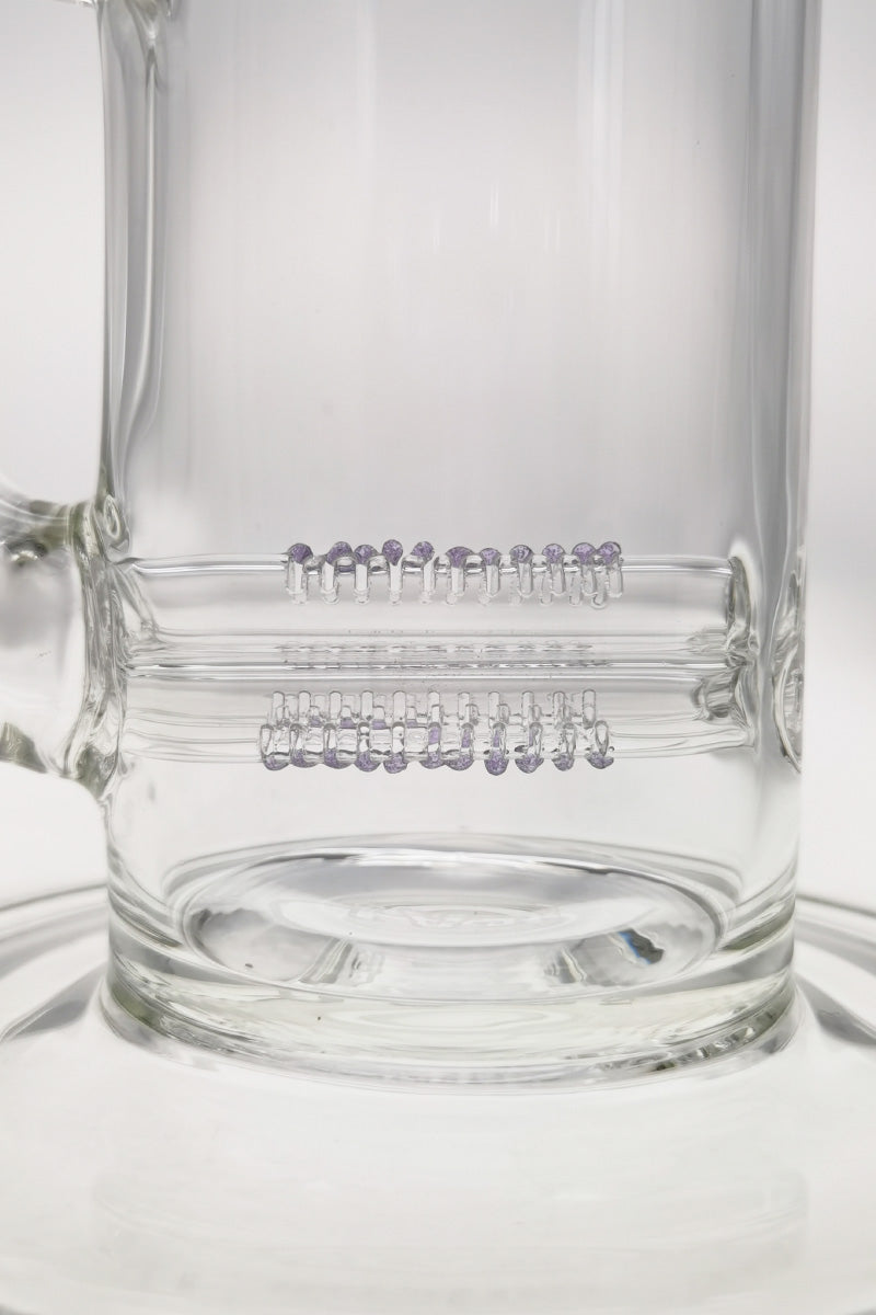 Close-up of Thick Ass Glass 12" Inline Triple Diffuser Bong, 65x5MM Clear Glass, 18MM Female Joint