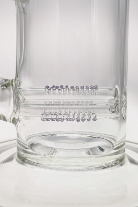 Close-up of Thick Ass Glass 12" Inline Triple Diffuser Bong, 65x5MM Clear Glass, 18MM Female Joint