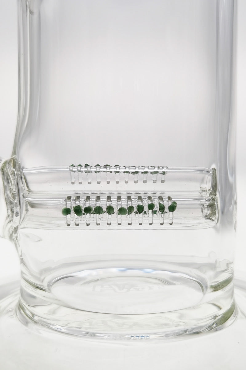 Clear TAG 12" Bong with Bent Neck and Triple Inline Diffuser Close-up