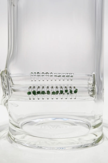 Clear TAG 12" Bong with Bent Neck and Triple Inline Diffuser Close-up