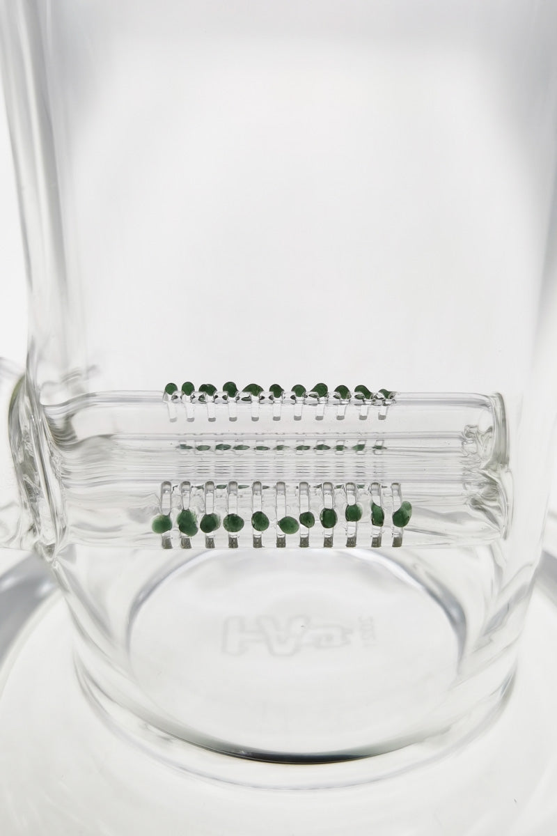 Close-up of Thick Ass Glass 12" Inline Triple Diffuser Bong, Clear with 18MM Female Joint