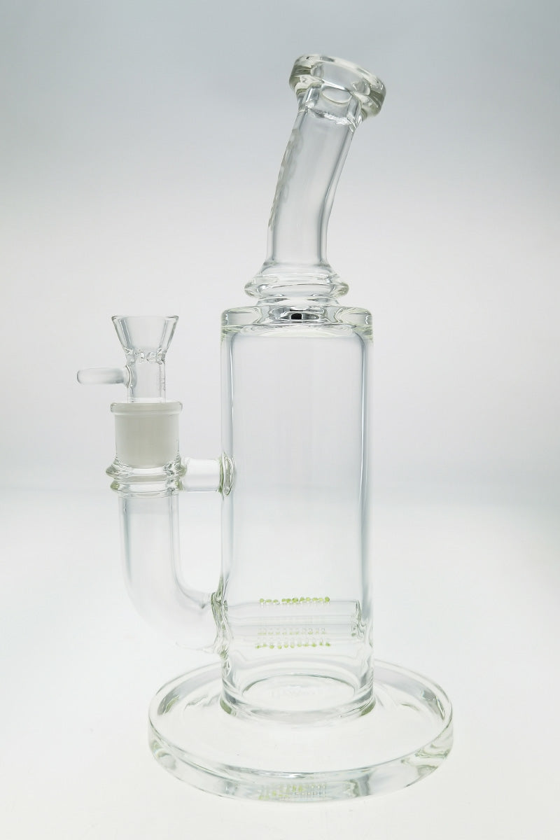 TAG 12" Bent Neck Bong with Triple Inline Diffuser, Clear Glass, Front View