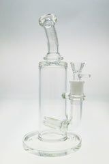 TAG 12" Clear Bent Neck Bong with Triple Inline Diffuser Front View on White