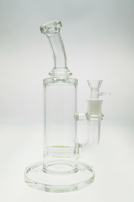 TAG 12" Clear Bent Neck Bong with Triple Inline Diffuser, 18MM Female Joint - Front View