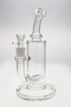 Thick Ass Glass 12" Bong with Inline Triple Diffuser, Clear with Purple Accents, Front View